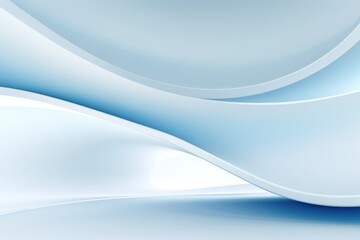Fototapeta premium Blue and White Wave Background with ribbon loops, Open Side
