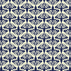 Background paper or fabric, with floral damask and baroque, seamless ornamental pattern