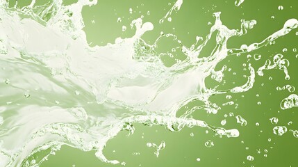 Fototapeta premium Dynamic Water Splash on Green Background Capturing the Elegance and Fluidity of Water Movement in a Refreshing and Vibrant Setting