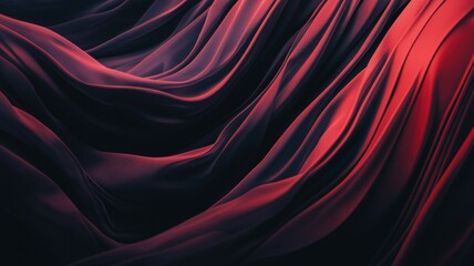 Obraz premium A flowing pattern of red and black fabric, creating a smooth, textured appearance with soft waves and shadows.
