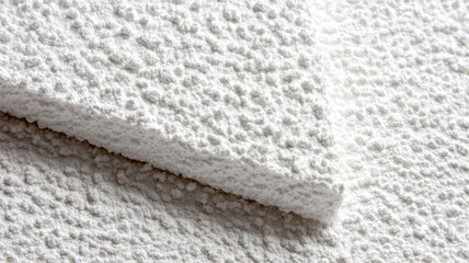 A close-up of textured white material, showcasing its detailed surface and unique pattern.