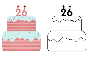 Set of icons cake with number 26
Vector cake on white background not birthday