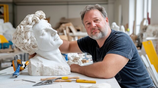 Master sculptor brings life to marble with expert craftsmanship