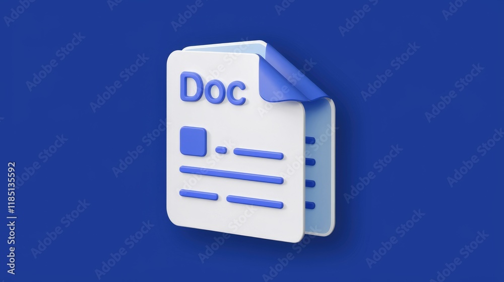 Poster 3D rendering of a document icon, signifying digital files and paperwork.