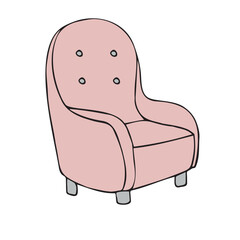 Vector hand drawn sketch doodle colored armchair isolated on white background