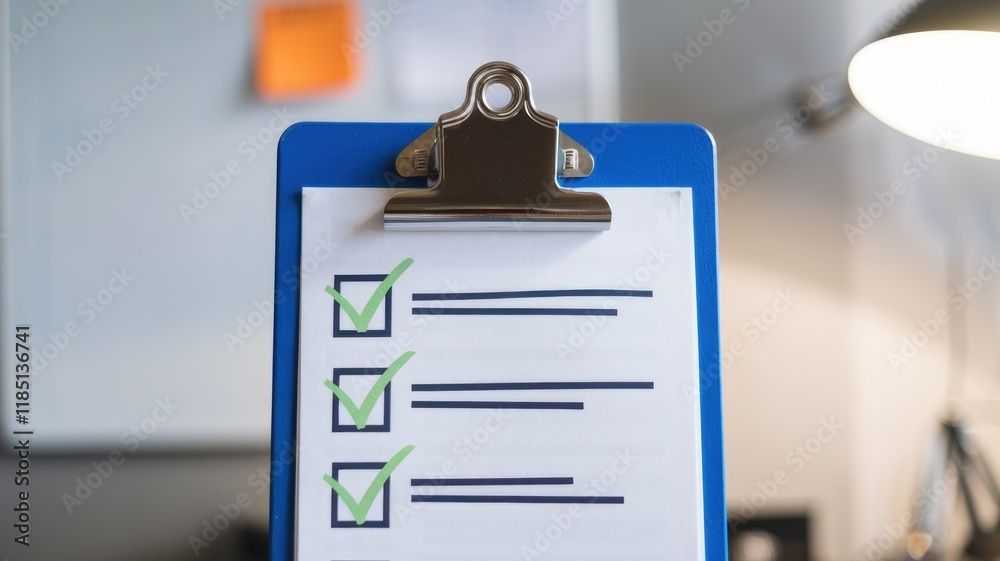Poster A blue clipboard with a checklist showing three completed tasks.