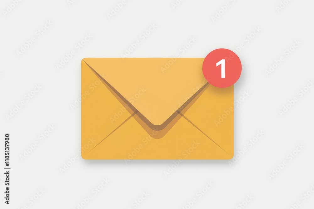 Aufkleber a yellow envelope icon with a red notification badge indicating one unread message.