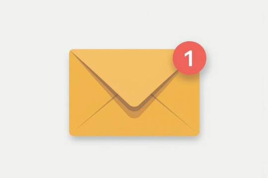 A yellow envelope icon with a red notification badge indicating one unread message.