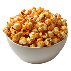 Caramel Kettle Corn in a Bowl on transparent background