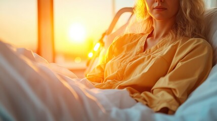 Woman driving an ambulance with purpose during golden hour in the city