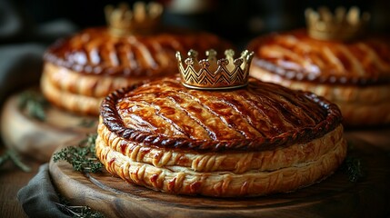 Golden Crowned Galette Des Rois Festive Bakery Treat