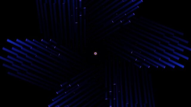 Seamless VJ Loop Of Neon Light Waves And Rotating Geometry