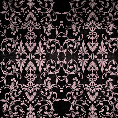 Background paper or fabric, with floral damask and baroque, seamless ornamental pattern