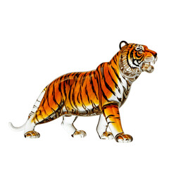 Obraz premium Glass tiger figurine isolated on transparent background