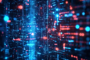 Obraz premium Futuristic data stream flowing through cyberspace with glowing particles
