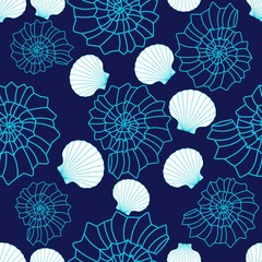 Sea shell seamless summer ocean pattern for wrapping paper and fabrics