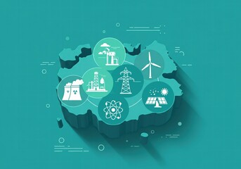 Energy sources illustrated on a map of Turkey, showcasing diversity