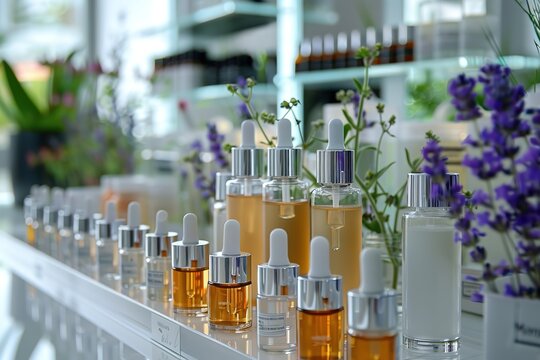 Abstract cosmetic laboratory. Chemical laboratory research. Organic cosmetics