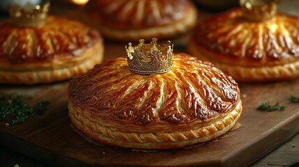 Golden Crowned Galette Des Rois Pastry Treats
