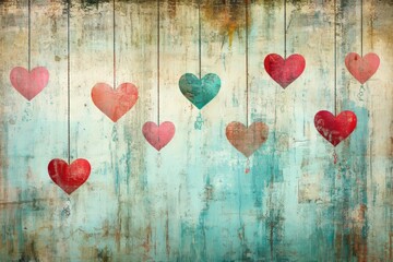 Decorative hearts arranged in a vibrant pattern