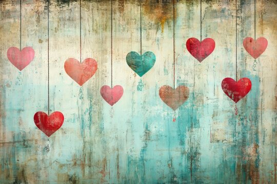 Decorative hearts arranged in a vibrant pattern