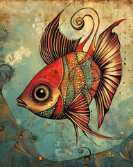 Angelfish surrealist illustration