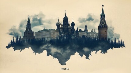 Illustration of Russia Map