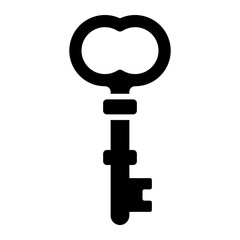 skeleton key with cloud shape head glyph icon for security secure
