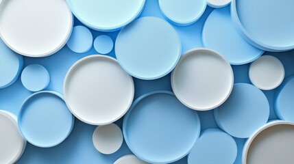 Abstract background with overlapping light blue and white circles.