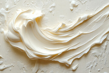 Creamy textured oil paint forming a dynamic swirl on canvas