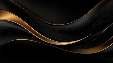 Obraz premium Free abstract black background with gold wave