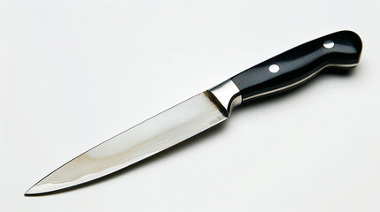 Fototapeta premium sharp steak knife with black handle isolated on white background ideal for high-quality steak cutting and professional kitchen tools 