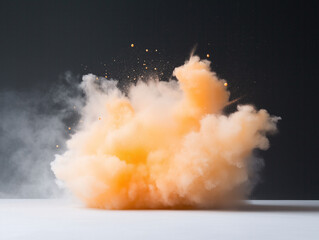 Explosion of Vibrant Orange Powder Against Dark Background: Capturing the Dynamic Burst of Color in Motion