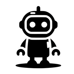 Playful Robot Icon: Cartoon Vector Illustration of Futuristic Technology and AI Design