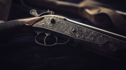 A Close up of a Gun Laying on Top of a Blanket - Generative AI