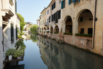 Treviso canal and arcade in Treviso