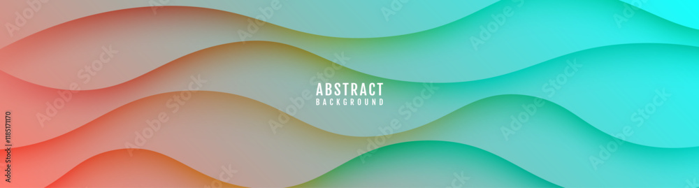 Poster 3d abstract background overlap layer on bright space with colorful flowing waves decoration. modern 