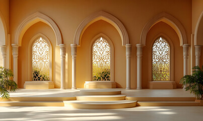 Fototapeta premium Sunlit Arabian Palace Interior Display
