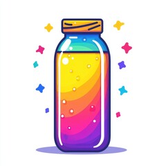 Rainbow Drink in a Glass Bottle: Vibrant, Refreshing Beverage Illustration