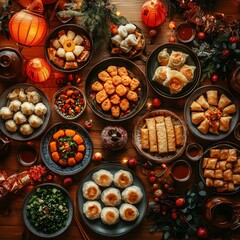 top view of Chinese festive table