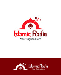 simple minimalist islamic radio building logo vector modern style