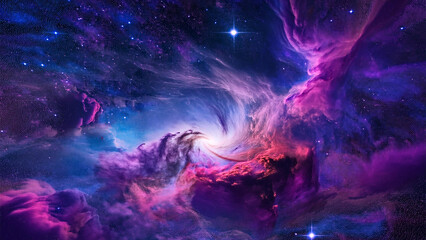 Obraz premium Space Beauty - Stunning Pinks and Purples with Stars in a Cosmic Night Sky DesignGenerated image