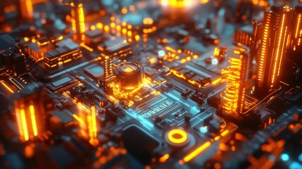 Cyberpunk Cityscape: A Glowing Circuitry