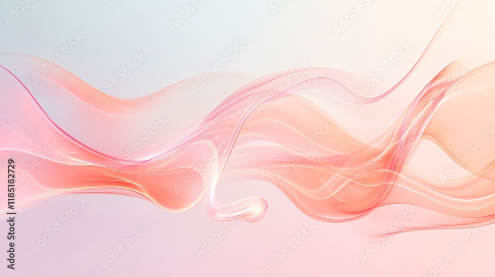 Poster abstract pink and orange waves flowing on gradient background
