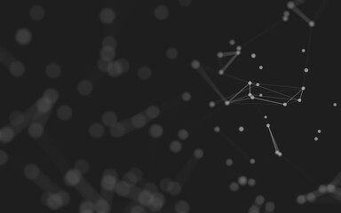 Fototapeta premium Abstract background. Molecules technology with polygonal shapes, connecting dots and lines. Connection structure. Big data visualization.
