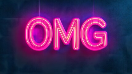 Pink Neon Sign Displays OMG Against Dark Background