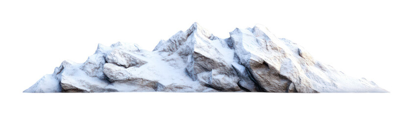 A majestic snowy mountain peak, isolated transparent background
