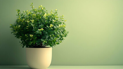 Green plant pot interior minimalist design