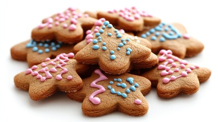 Festive gingerbread cookies with icing.