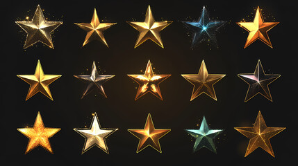 Obraz premium Star icons collection isolated over transparent background, png illustration. starshade. illustration. Starshade. Illustration